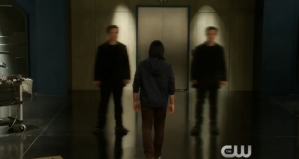 This is a screenshot taken from the TV trailer. Cisco learns all about Dr. Wells. 